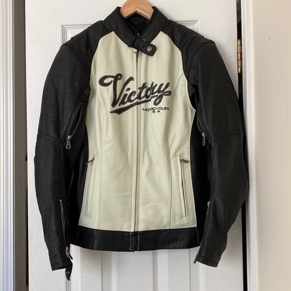 Women’s Small Leather Victory Motorcycles Jacket - Picture 1 of 9